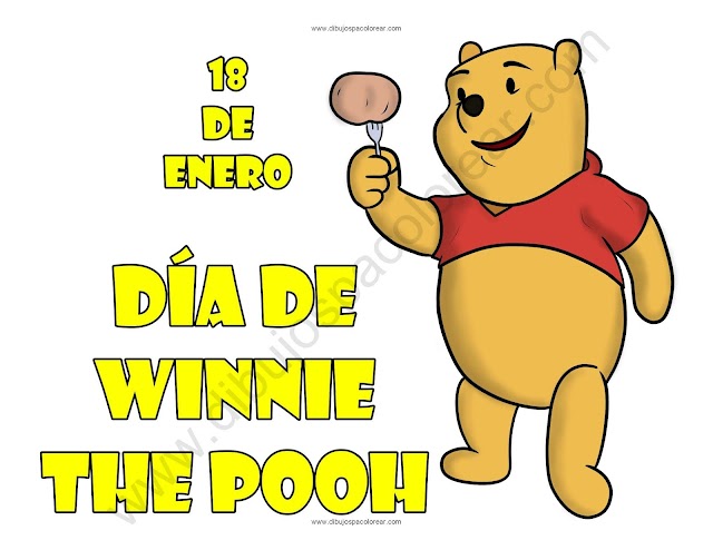 Día de Winnie The Pooh dibujo a color y para colorear